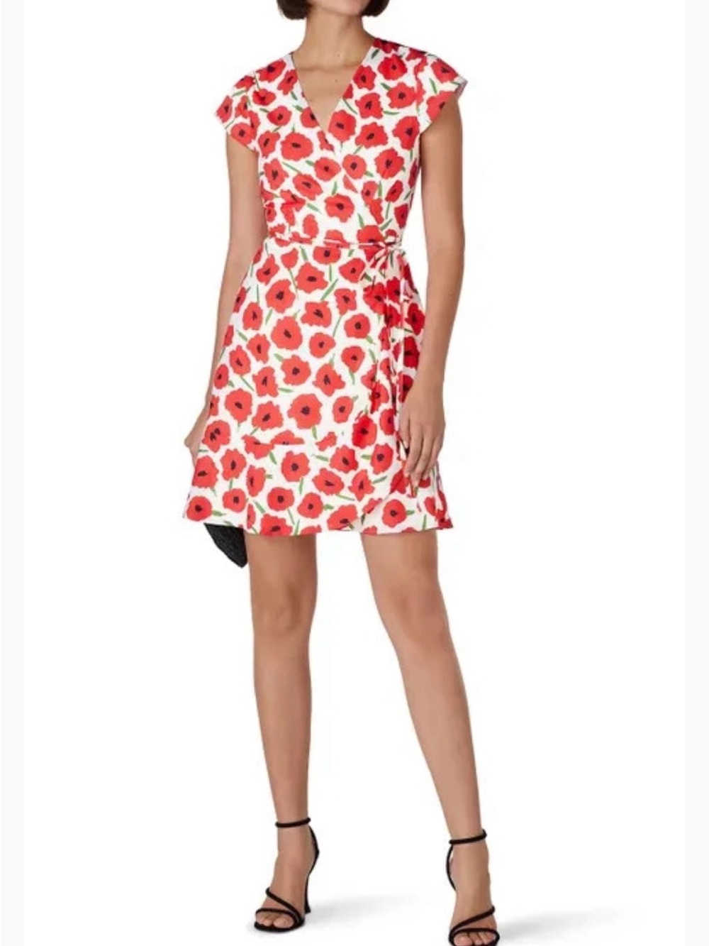 Slate & Willow Red and White Floral Wrap Dress